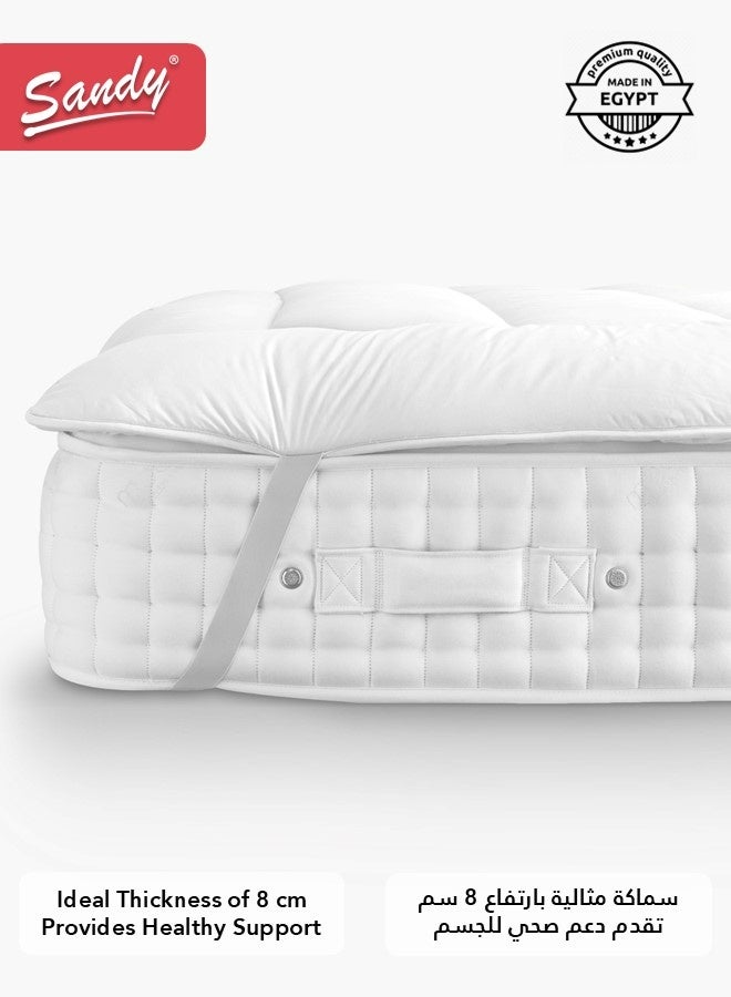 ساندي لباد سرير فندقي فاخر, مقاس مفرد 100×200+8 سم, غلاف مايكروفايبر شديد النعومة, حشوة مزدوجة ناعمة من بديل الريش, مزود بأربطة مطاطية (مقاس نفر سماكة  8 سم) - Image 5