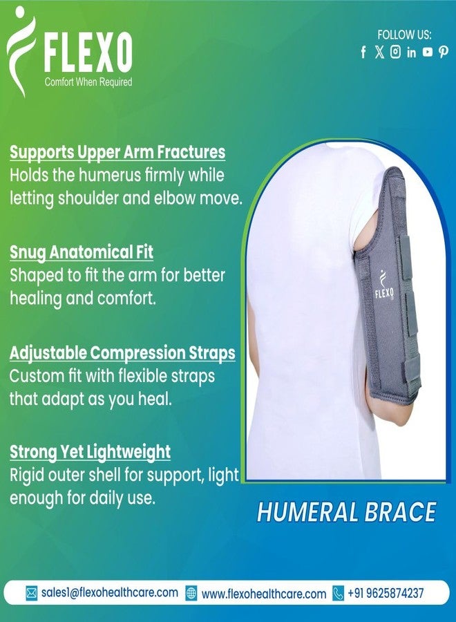 Flexo Humeral Brace | Rigid Lightweight Orthopedic Support for Mid-Shaft Humeral Fractures | Adjustable Contoured Arm Immobilizer with Compression Straps for Recovery - Image 2