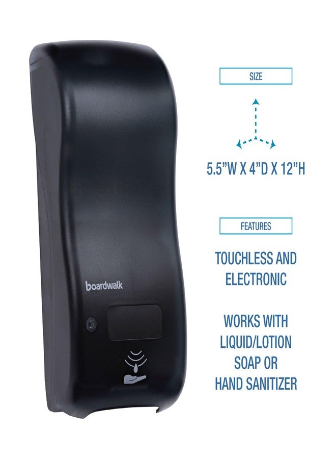 Boardwalk 0SBBW Rely Hybrid Liquid Soap and Hand Sanitizer Dispenser, 12" Width, 5" Depth, 4" Height, 900Ml, Black, 12.5" Height, 5.75" Width - Image 2