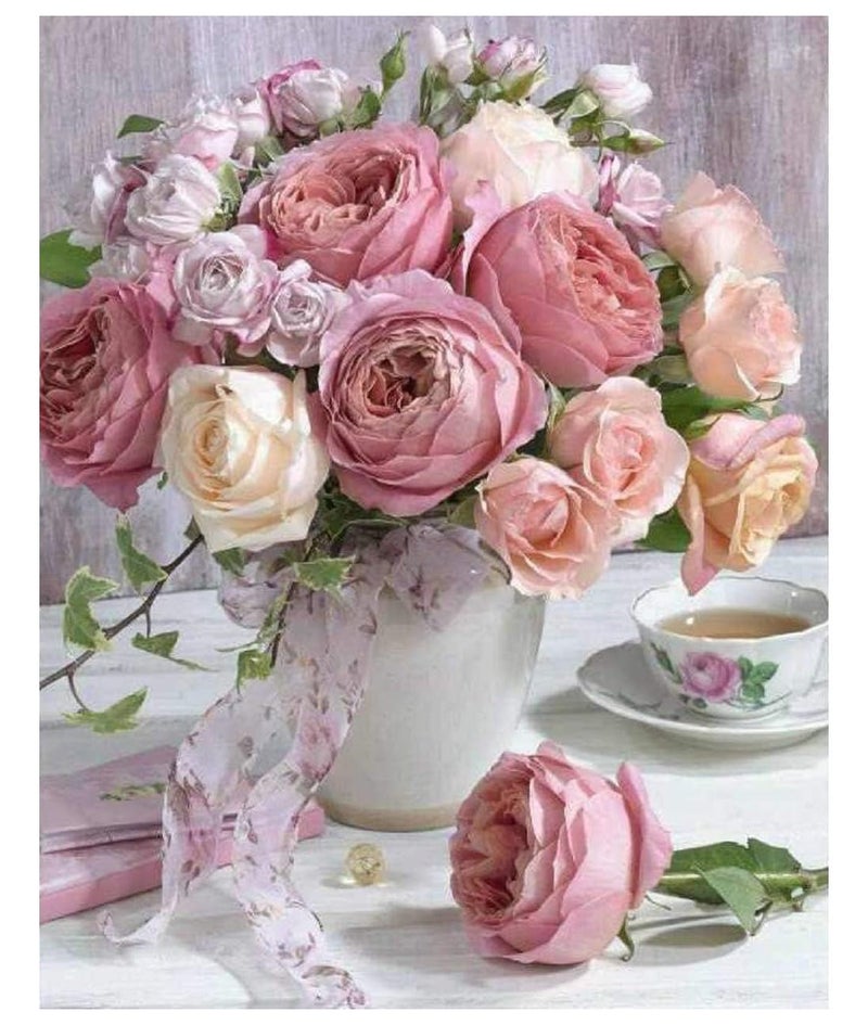 RANUR Enchanting Flower Rose 5D DIY Diamond Art Painting Kit Rhinestone Crystal Embroidery Craft Canvas Painting Pictures for Kids and Adults Ideal for Home Wall Decor 30x40 cm