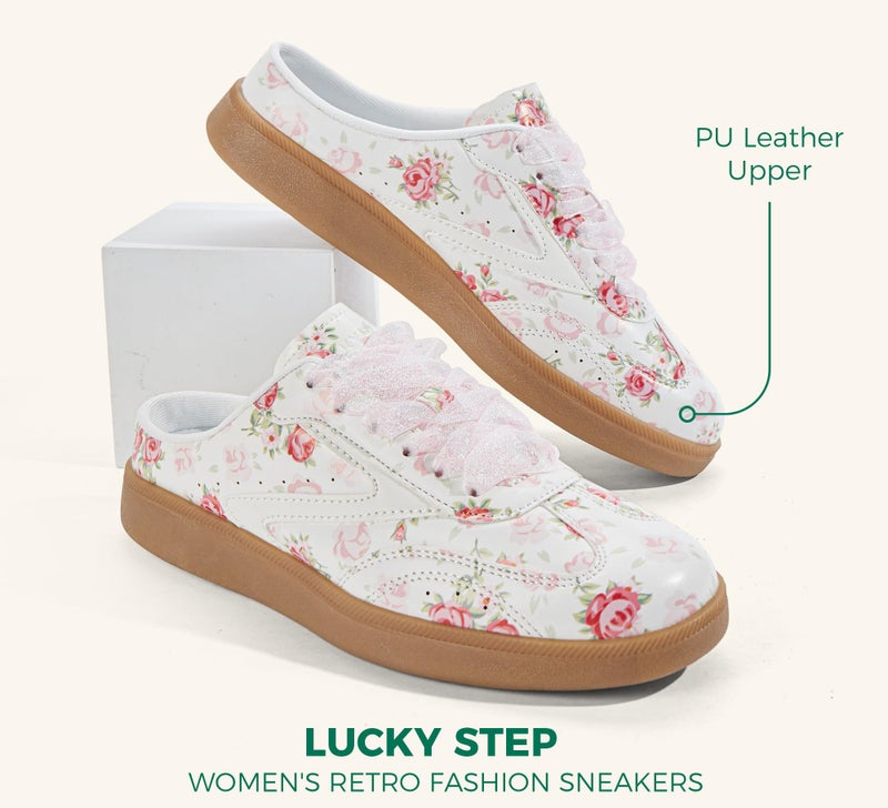 LUCKY STEP Womenâ€™s Slip On Mules Sneakers Fashion Backless Walking Shoes Non Slip Retro Casual Open Back Shoe(11 M US P Pink) - Image 5