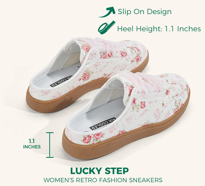 LUCKY STEP Womenâ€™s Slip On Mules Sneakers Fashion Backless Walking Shoes Non Slip Retro Casual Open Back Shoe(11 M US P Pink) - Image 3