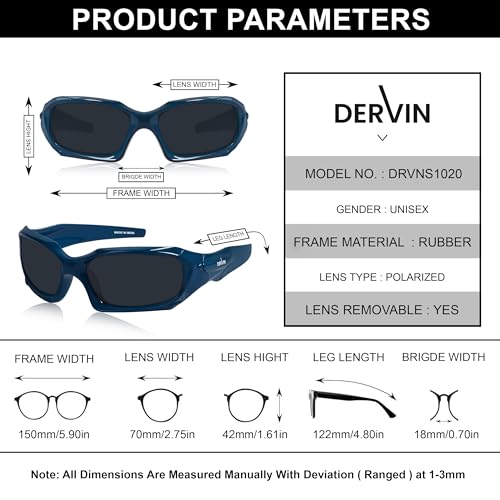 Dervin UV Protected Polarized Sports Sunglasses for Men & Women Driving Cycling Fishing Cricket Sunglasses (Blue-Black) - Image 5
