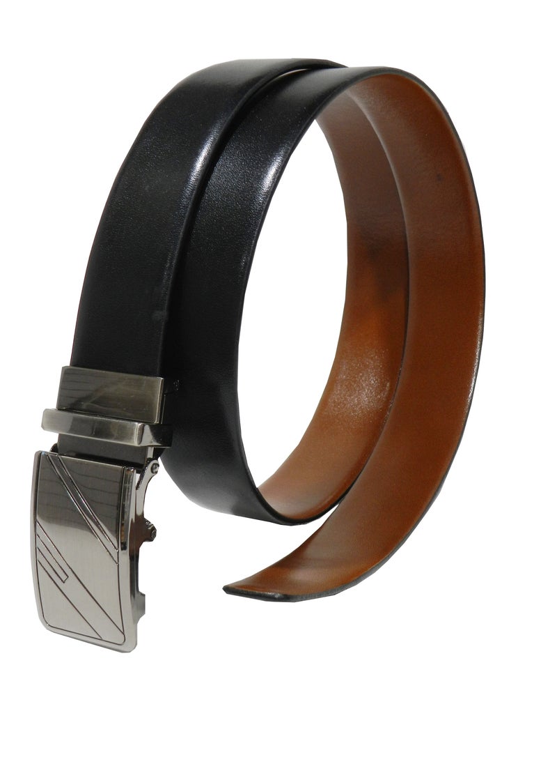 LAVERI LEATHER GENUINE LEATHER 35 MM FORMAL  BLACK AND BROWN BELT FOR MENS WITH AUTO LOCK BUCKLE  - Image 3