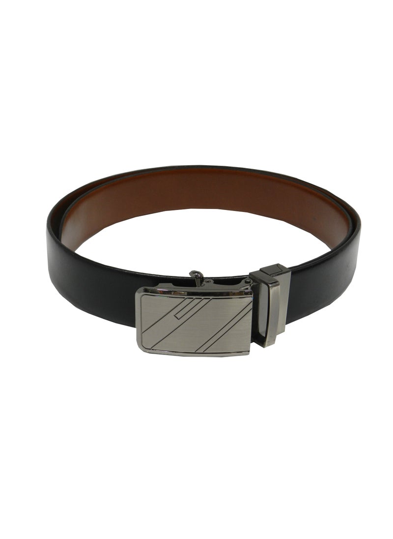 LAVERI LEATHER GENUINE LEATHER 35 MM FORMAL  BLACK AND BROWN BELT FOR MENS WITH AUTO LOCK BUCKLE  - Image 1