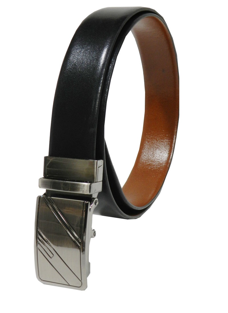 LAVERI LEATHER GENUINE LEATHER 35 MM FORMAL  BLACK AND BROWN BELT FOR MENS WITH AUTO LOCK BUCKLE  - Image 4