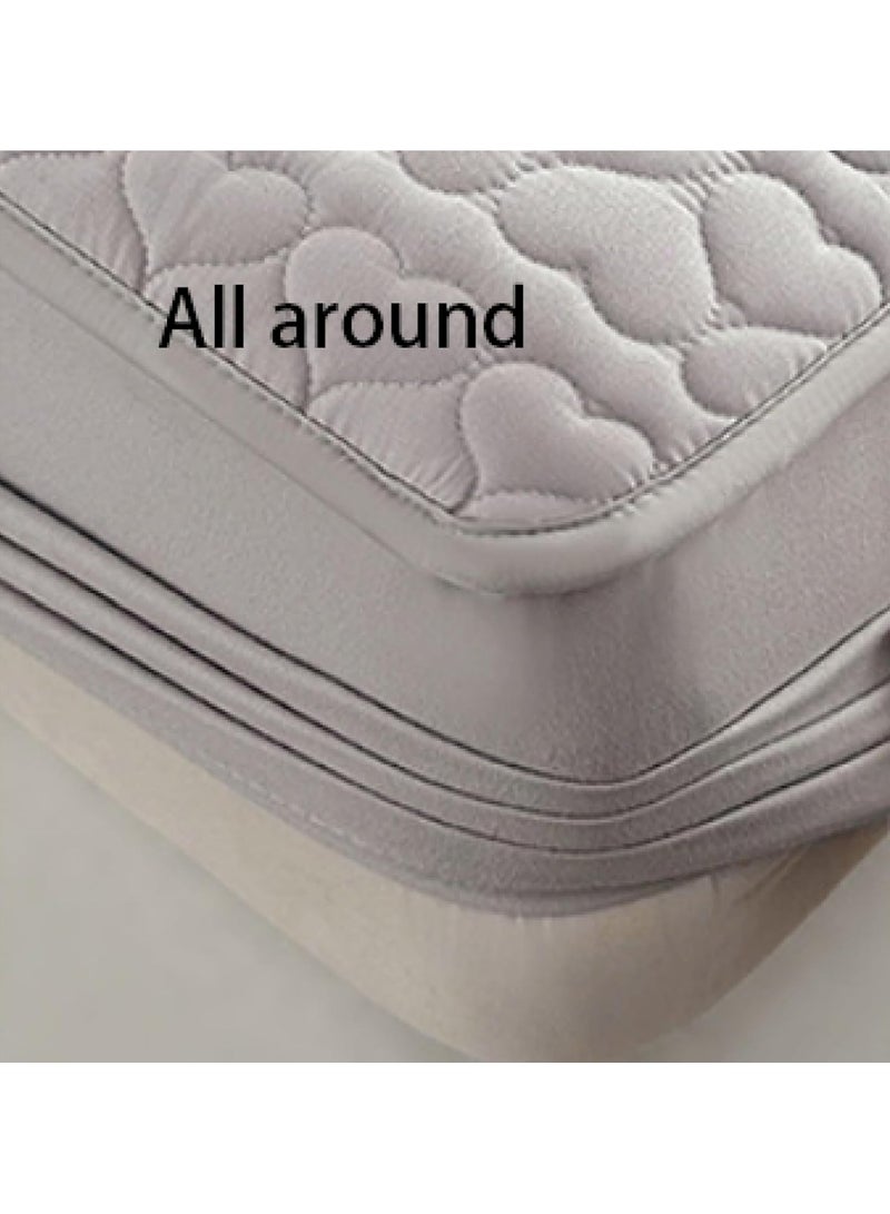 Light Grey Waterproof Fitted Bedding Topper Set King Size 180 x 200 cm  - Image 4