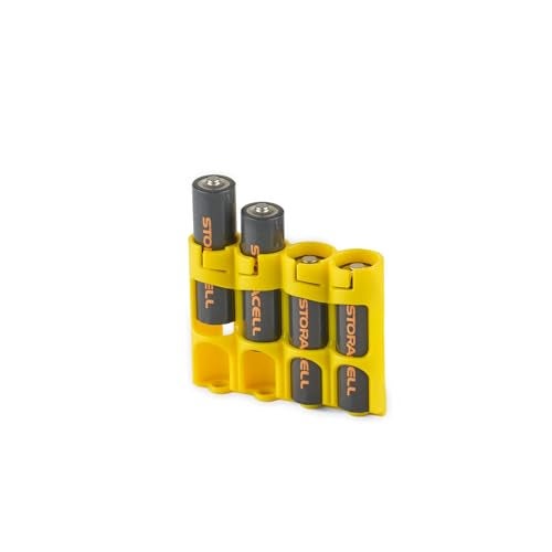 Storacell by Powerpax Slimline AA Battery Storage Caddy, Yellow - Holds 4 Batteries (Not Included) - Image 3