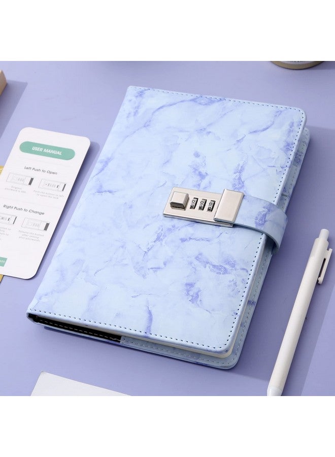 CAGIE Diary With Lock For Girls And Women, A5 Journal With Lock For 8 10 11 12 14 16 Year Old Girls Gifts Presents, 192 Pages Waterproof Journal For Girls Ages 8-12 With Pen Marble Diary, Purple  - Image 1