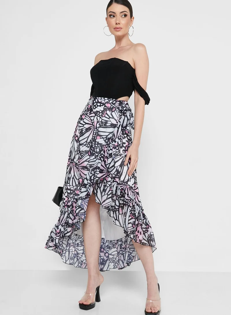 In the style High Low Printed Wrap Skirt