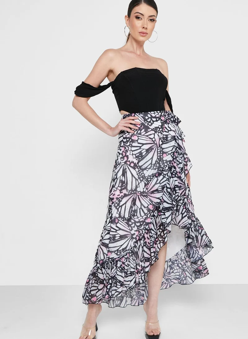 In the style High Low Printed Wrap Skirt