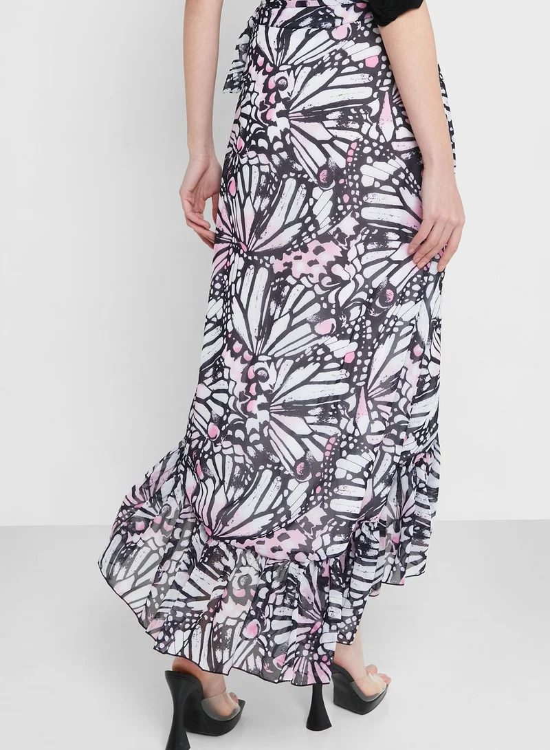 In the style High Low Printed Wrap Skirt