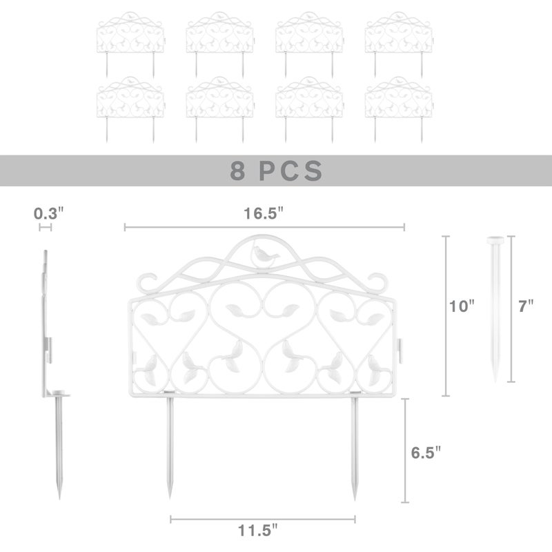 Evelyne Decorative Garden Border Edging: Faux Wrought Iron Leaf & Bird Design - Image 3