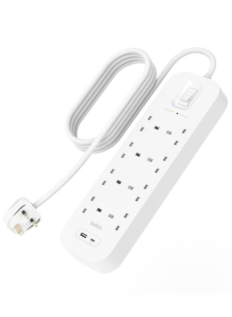 Belkin 8-port power outlet with 18W Type-C PD port and USB-A port - Image 2
