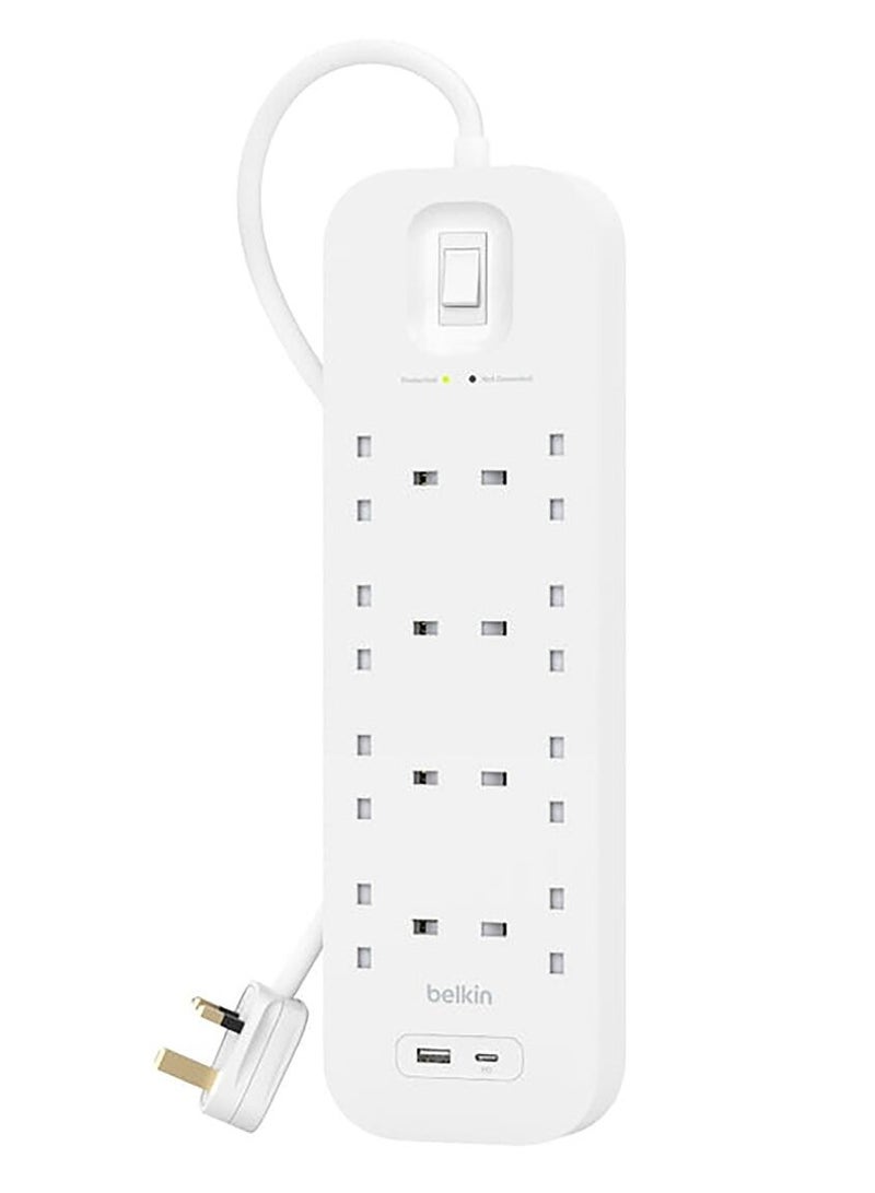Belkin 8-port power outlet with 18W Type-C PD port and USB-A port - Image 1