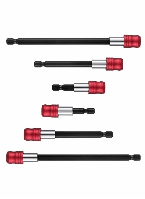 Drill Bit Extension Magnetic Screwdriver Bit Holder Impact Driver Bit Set Bar Socket Chuck Adapter 1/4 Inch Hex Shank Power Magnetic Bit Holder for Screws Nuts Drill 6 Pieces