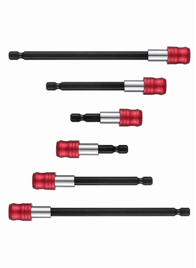 Drill Bit Extension Magnetic Screwdriver Bit Holder Impact Driver Bit Set Bar Socket Chuck Adapter 1/4 Inch Hex Shank Power Magnetic Bit Holder for Screws Nuts Drill 6 Pieces