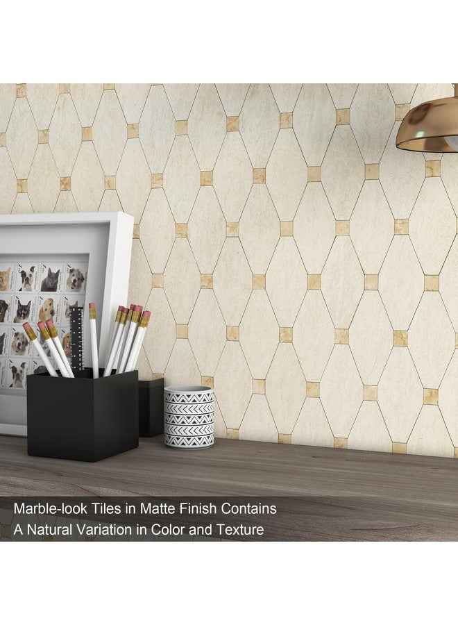 Benice BeNice Peel and Stick Backsplash Kitchen Hexagon Marble Tiles-Bathroom Backsplash Self-Adhesive Mosaic Wall Tile Stickers(5pcs,Beige)  - Image 4