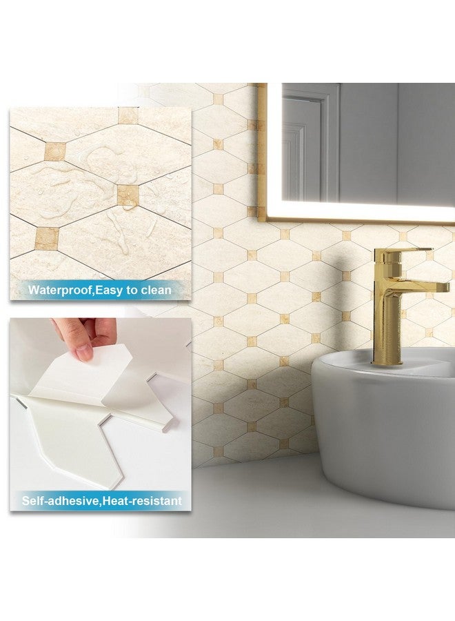 Benice BeNice Peel and Stick Backsplash Kitchen Hexagon Marble Tiles-Bathroom Backsplash Self-Adhesive Mosaic Wall Tile Stickers(5pcs,Beige)  - Image 5