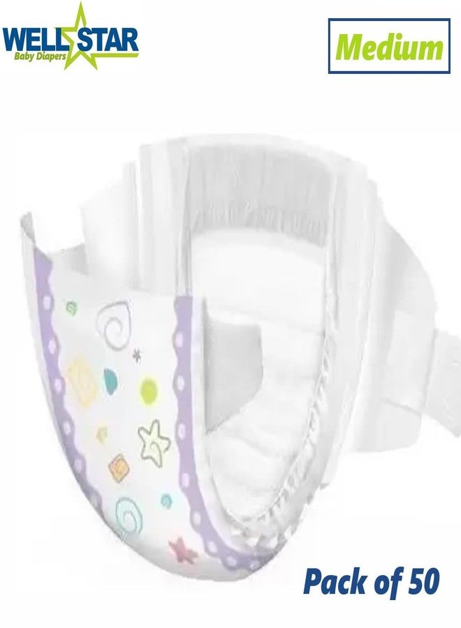 WELLSTAR Super Soft Baby Diaper (Open Tape) with High Absorb Technology Medium (M - 50 Units) - Image 2