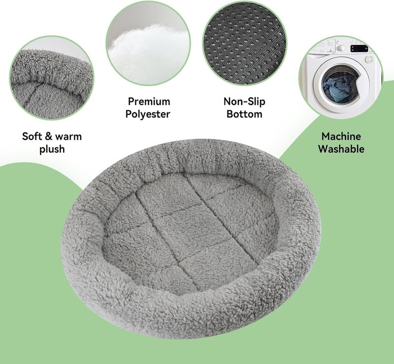 KASTWAVE Round Plush Cat Bed with Pillow, Self Warming Donut Pet Bed for Cats, Dogs, Rabbits, Curling Sleep/Nap, Non-Slip Bottom, Soft Comfortable Indoor Small Pet Bed, 15.75", Gray - Image 4