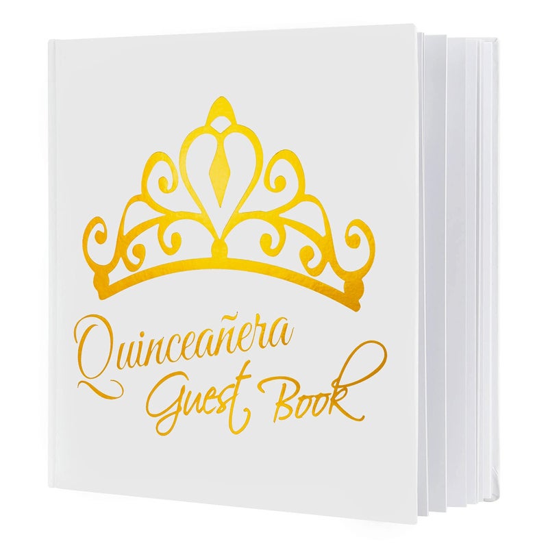Calculs Libro De Firmas Para Quinceaera Guest Book 15th Quinceanera Party Favors Polaroid Picture Book Decorations 85 Square White Cover Gold Gilding