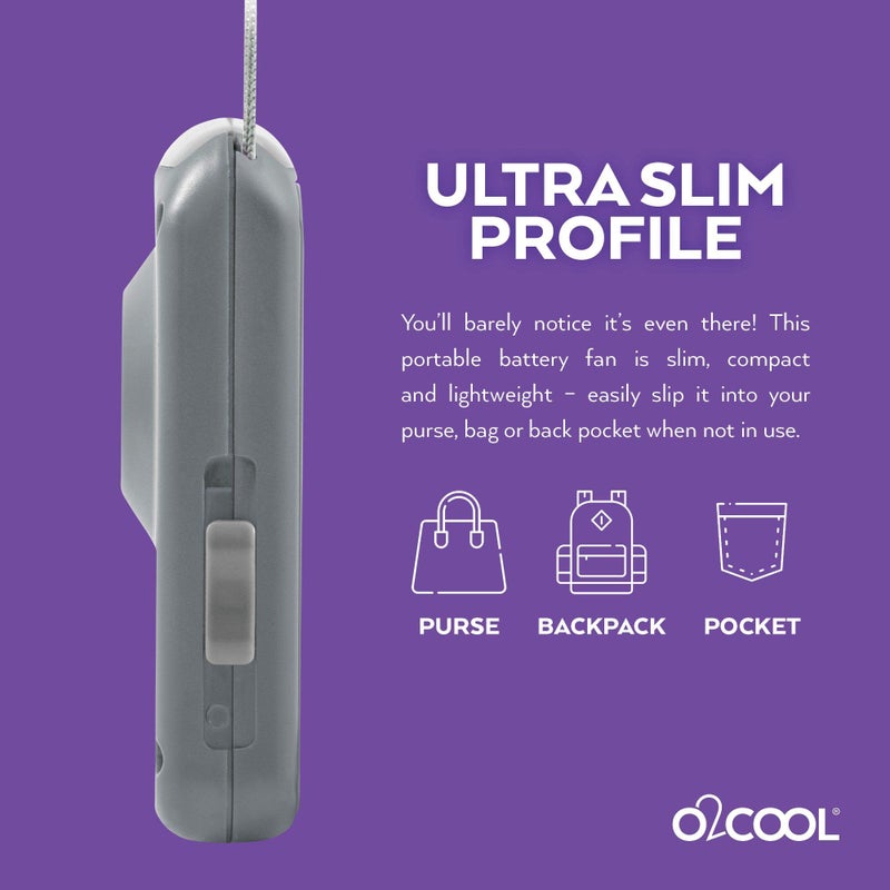 O2COOL Deluxe Necklace Fan, Battery Powered with Adjustable Lanyard, 2 Pack, Grey - Image 5