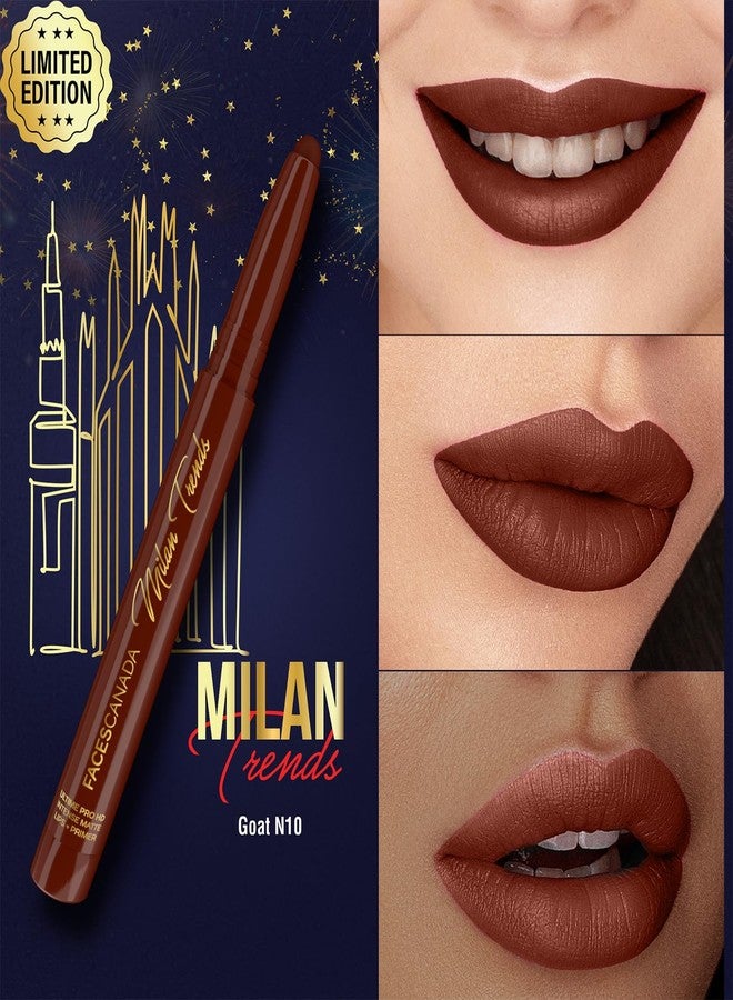 Facescanada FACES CANADA Ultime Pro HD Intense Matte Lips + Primer - GOAT N10, 1.4g, Limited Edition | 9HR Long Stay | Primer Infused For Flawless HD Matte Finish | Intense Color | Lightweight - Image 2