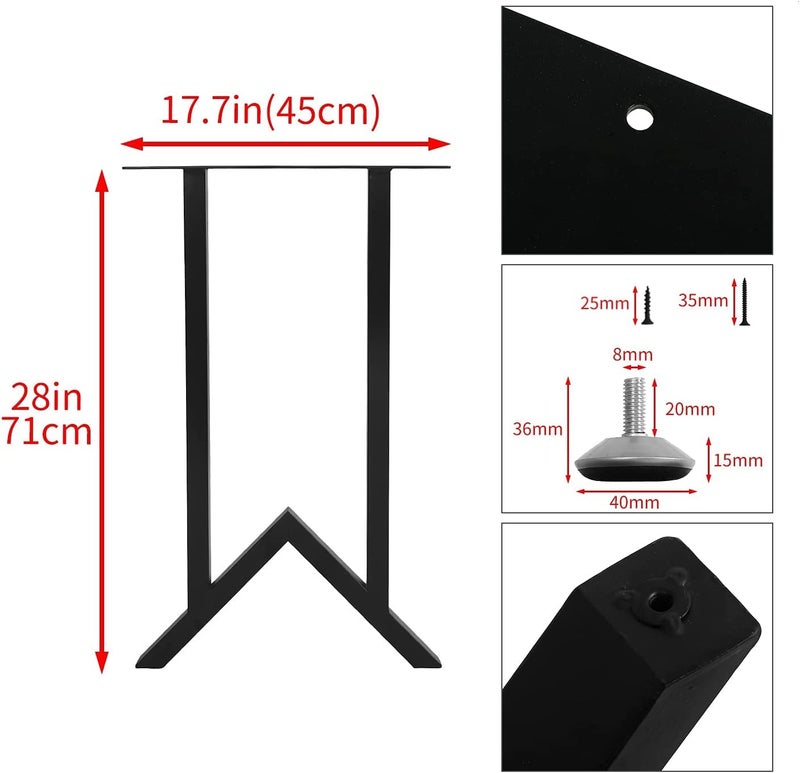 Ventuos أرجل طاولة قهوة DIY من الفولاذ Ventuos W 2PCS أسود H71CM X W45CM - Image 2