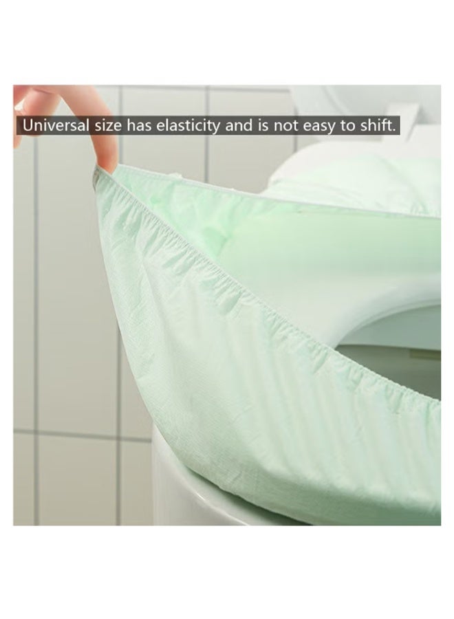 واي جيه 10 عبوات غطاء مقعد مرحاض للسفر يمكن التخلص منه مع شريط مطاطي - راحة صحية أخضر سميك للغاية - Image 3