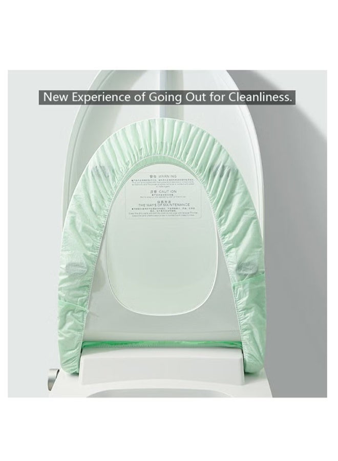 واي جيه 10 عبوات غطاء مقعد مرحاض للسفر يمكن التخلص منه مع شريط مطاطي - راحة صحية أخضر سميك للغاية - Image 4