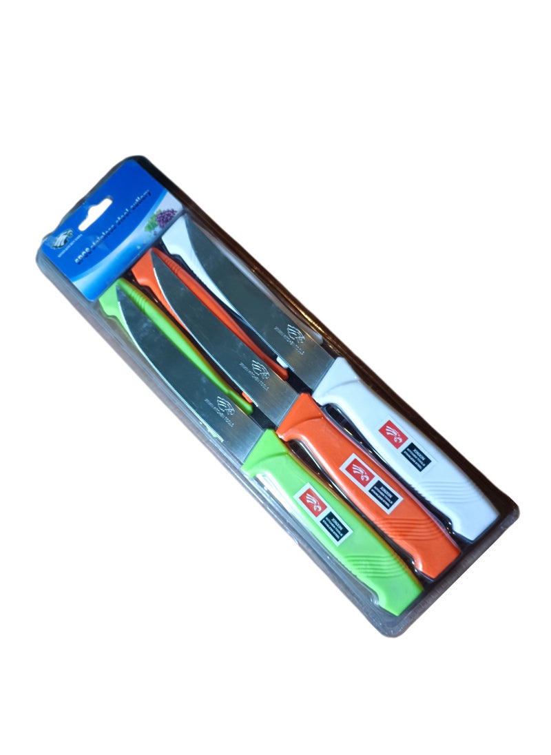 Generic 6-piece stainless steel multi-color serrated knife set  - Image 1