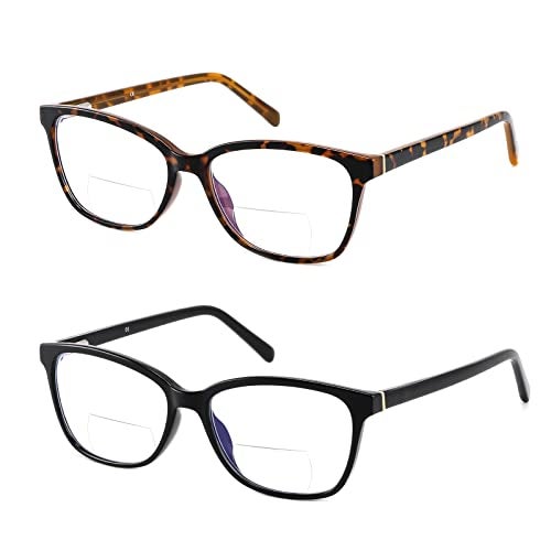 Kafirlo Bifocal Reading Glasses Women Blue Light Computer Readers With Clear Top Cat Eye Frame Stylish Fashion Ladies Eyeglass +1.5 - Image 1