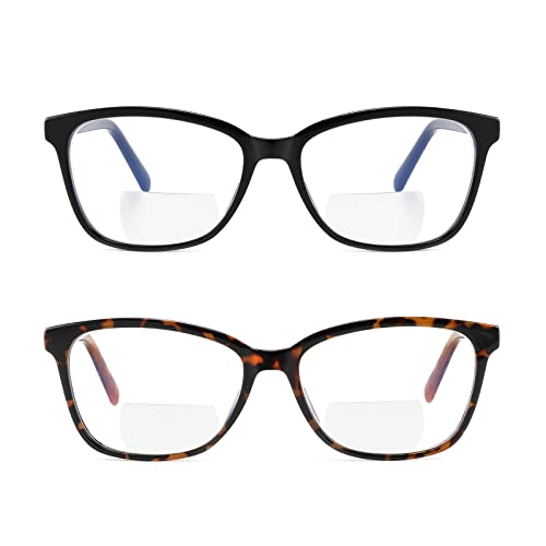 Kafirlo Bifocal Reading Glasses Women Blue Light Computer Readers With Clear Top Cat Eye Frame Stylish Fashion Ladies Eyeglass +1.5 - Image 2