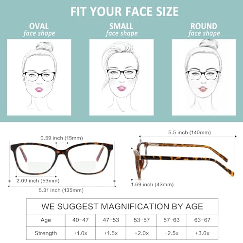 Kafirlo Bifocal Reading Glasses Women Blue Light Computer Readers With Clear Top Cat Eye Frame Stylish Fashion Ladies Eyeglass +1.5 - Image 4