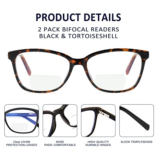 Kafirlo Bifocal Reading Glasses Women Blue Light Computer Readers With Clear Top Cat Eye Frame Stylish Fashion Ladies Eyeglass +1.5 - Image 5
