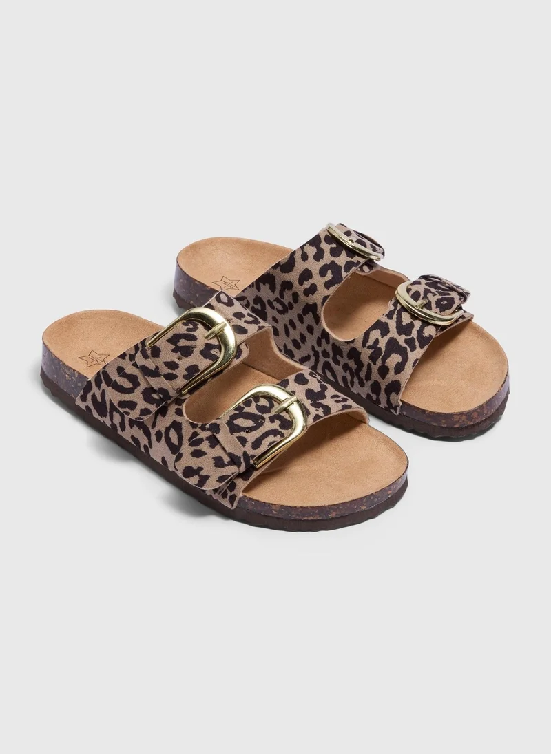 Matalan Girls Tan Leopard Sandals