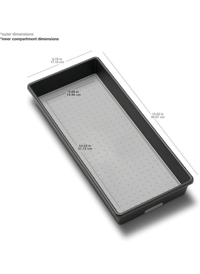 Madesmart - Madesmart Plastic Multipurpose Storage Organizer Bin for Drawers, Low-Profile Storage Bin Drawer Organizer, Granite, Pack of 1 - Image 1