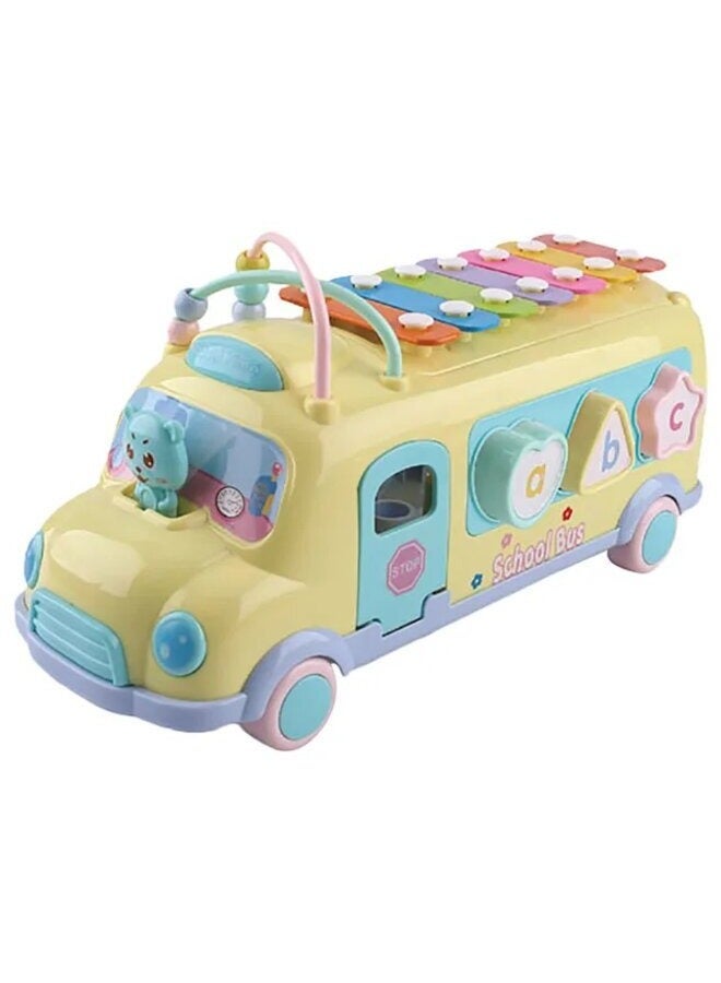 sobebear Multifunctional School Bus / Xylophone Developmental Learning Toy for Toddlers, Blue - Image 1