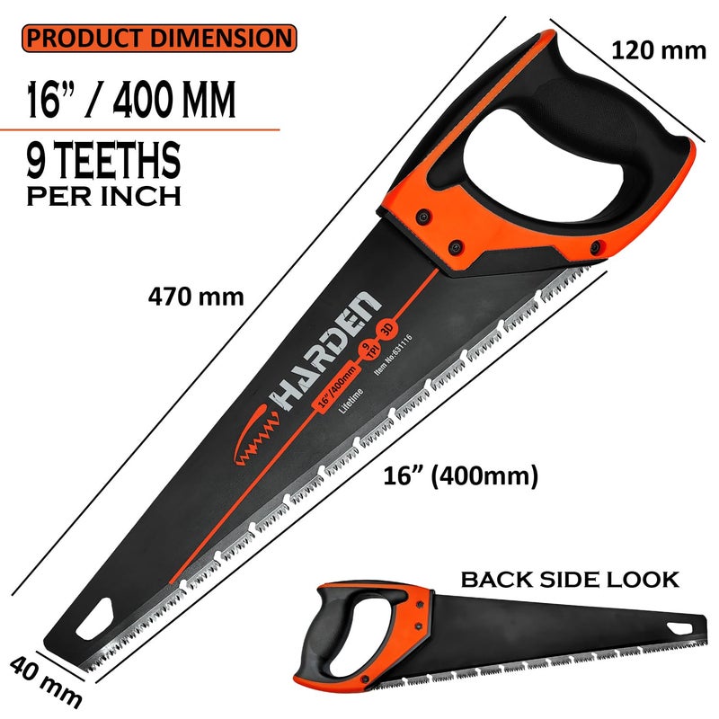 Harden 16 Hand Saw 1605 Mn Steel 3 Face Grinding Teeth Design Professional Series 631116 - Image 3