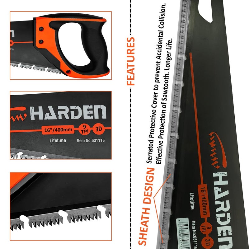 Harden 16 Hand Saw 1605 Mn Steel 3 Face Grinding Teeth Design Professional Series 631116 - Image 4