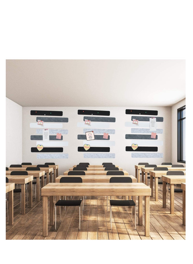 SYOSI 8Pcs Black White Grey Cork Board Bar Strips with 50 Pushpins & Sticky Notes, Self-Adhesive Bulletin Board Strips No Damage for Wall, Felt Pin Board for Paste Notes, Photos, Office Decor  - Image 5
