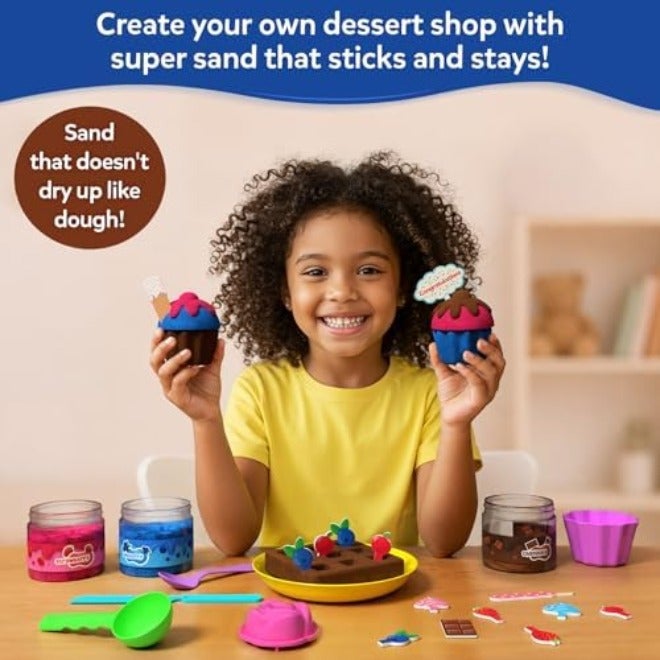 Skillmatics Sandeezy Pretend Play Desserts Set – Sand Playset with Moulds, Tools & Toppings, Sensory Toy for Kids, Non-Toxic, Mess-Free, Creative Indoor Activity Ages 3, 4, 5, 6, 7 - Image 4