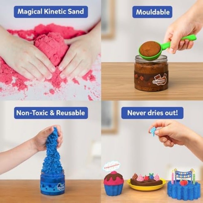 Skillmatics Sandeezy Pretend Play Desserts Set – Sand Playset with Moulds, Tools & Toppings, Sensory Toy for Kids, Non-Toxic, Mess-Free, Creative Indoor Activity Ages 3, 4, 5, 6, 7 - Image 5