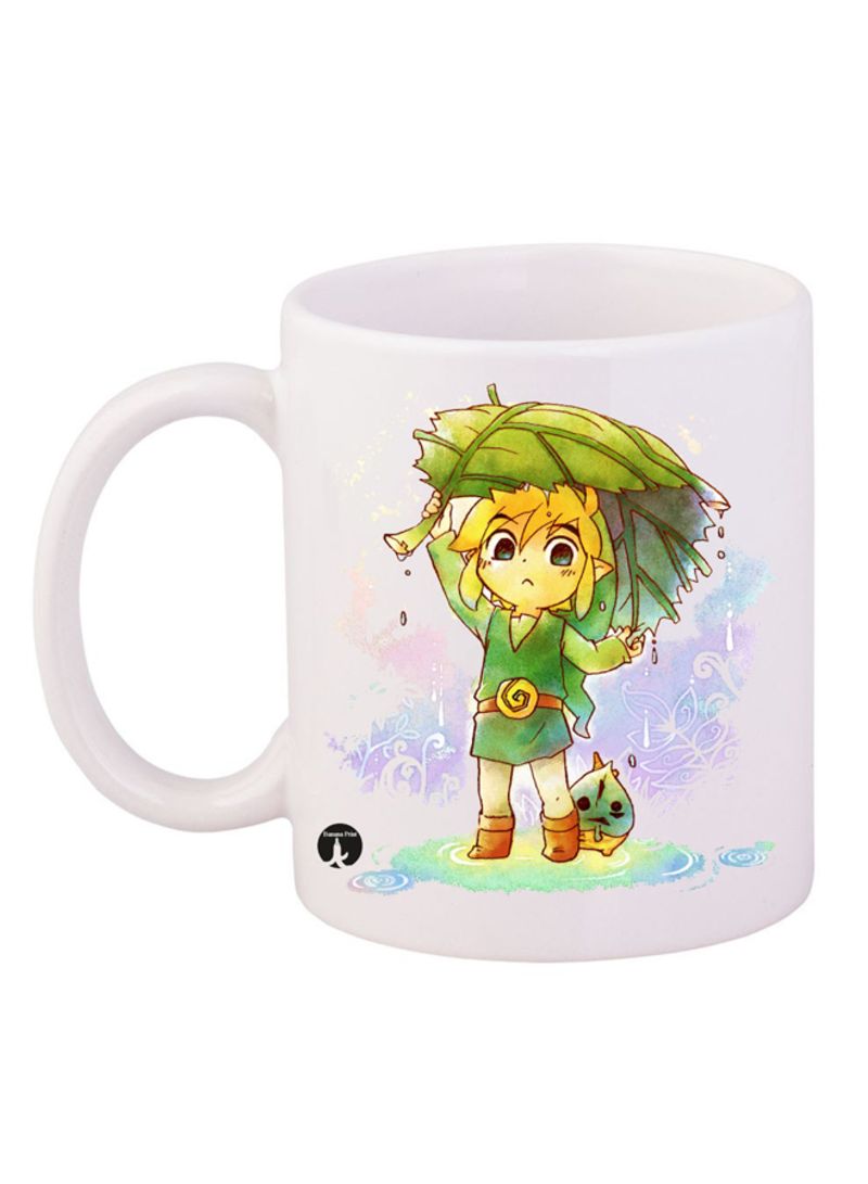 The Legend Of Zelda Printed Coffee Mug White/Green/Yellow 12ounce