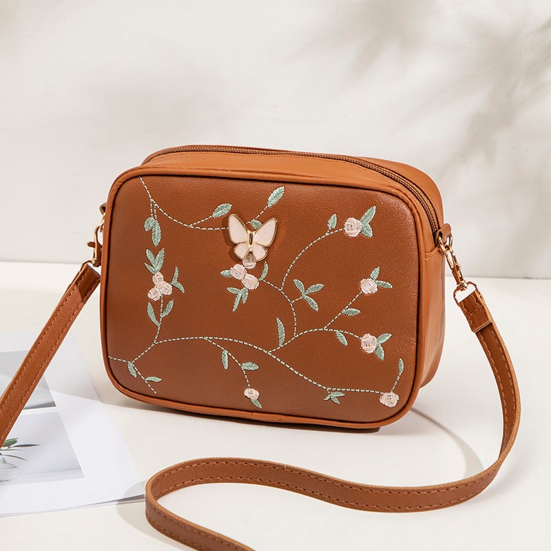 Embroidered Small Flower Messenger Bag Fresh Sweet Shoulder Bag Fashion Simple Large Capacity Coin Purse A Generation Of Hair - Image 1