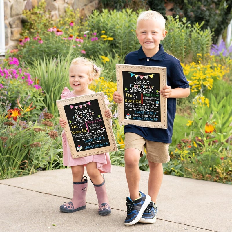 BloomOwl First Day of School Sign (11.5"x15"), Reusable Chalkboard Sign, Easy-to-Clean with Real Wooden Ruler Frame, Handmade in USA by Bloom Owl, Perfect for Back to School, First Day of Kindergarten Girl - Image 4
