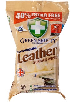 GreenShield Organic GreenShield 4in1 Action Conditioning Leather Surface Wipes. 70 Large Wipes, Removes Dirt, Rejuvenates, Protects the surface, gently moisturises.  - Image 1