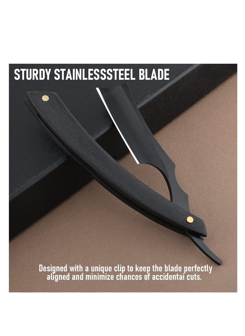 SYOSI - Cut Throat Razor Kit, Single Edge Razor Blades Straight Cut Throat Razors, for Shaving Stainless Steel Cut Throat Razor, with Leather Sharpener for Barber Home & Salon Straight Razor, Gifts for Men - Image 1