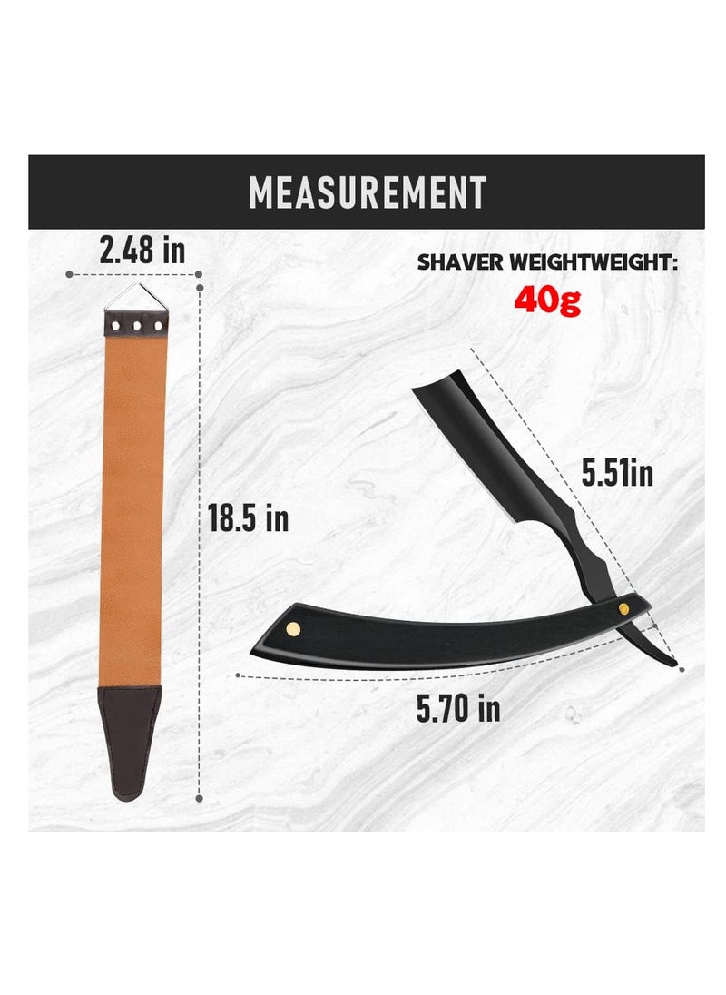 SYOSI - Cut Throat Razor Kit, Single Edge Razor Blades Straight Cut Throat Razors, for Shaving Stainless Steel Cut Throat Razor, with Leather Sharpener for Barber Home & Salon Straight Razor, Gifts for Men - Image 1
